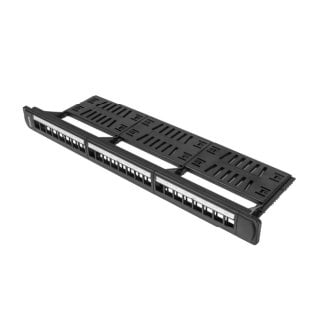 Patch panel Lanberg 24 puertos 1U rack 19" organizador módulos keystone negro