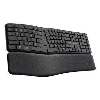 Teclado Trust Bluetooth multidispositivo Keyra ergonómico silent negro