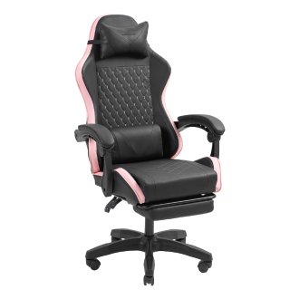 Silla gamer Mars Gaming MGCXBPK negra y rosa reclinable, reposabrazos ajustable, reposapiés, cojines