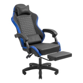 Silla gamer Mars Gaming MGCXBBL negra y azul reclinable, reposabrazos ajustable, reposapiés, cojines