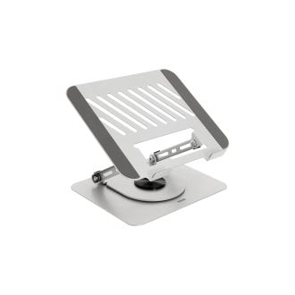 TooQ Soporte Elevador con rotación 360° y ajustable, para dispositivos de 11-17, Color Plata