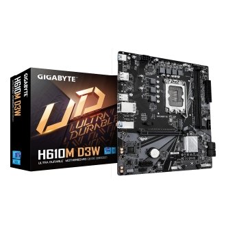 GIGABYTE H610M D3W Placa Base - Compatible con procesadores Intel Core de 14ª generación, VRM de 5+1+1 fases, hasta 5600MHz DDR4, 1xPCIe 3.0 M.2, LAN 1GbE, USB 3.2 Gen 1