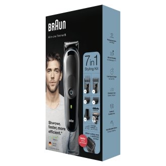 CORTAPELO BRAUN MGK5345 4 CABEZALES REGULABLE RECARGABLE PARA CABELLO Y BARBA + GILLETTE