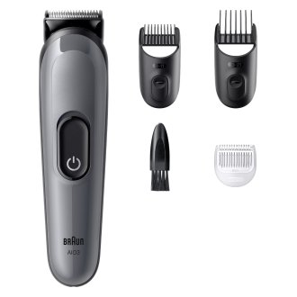 CORTAPELO BRAUN AIO3500 4 EN 1 2 CABEZALES RECARGABLE PARA CABELLO Y BARBA GRIS