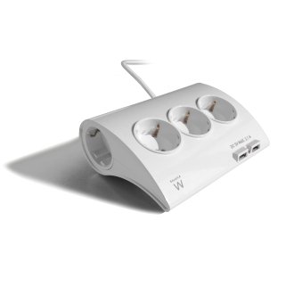Regleta de escritorio ewent 5 tomas de corriente 2 puertos usb blanco