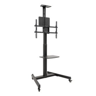 TooQ COMETA Soporte de Suelo con Ruedas con Regulación de Altura para Pantallas 37"- 70", Rotación 90°, Negro