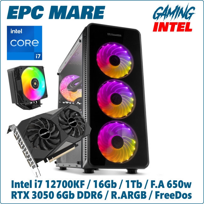 Ordenador ePc Mare Gaming Intel i7-12700KF 16GB 1TB NVMe RTX3050 6GB FreeDos