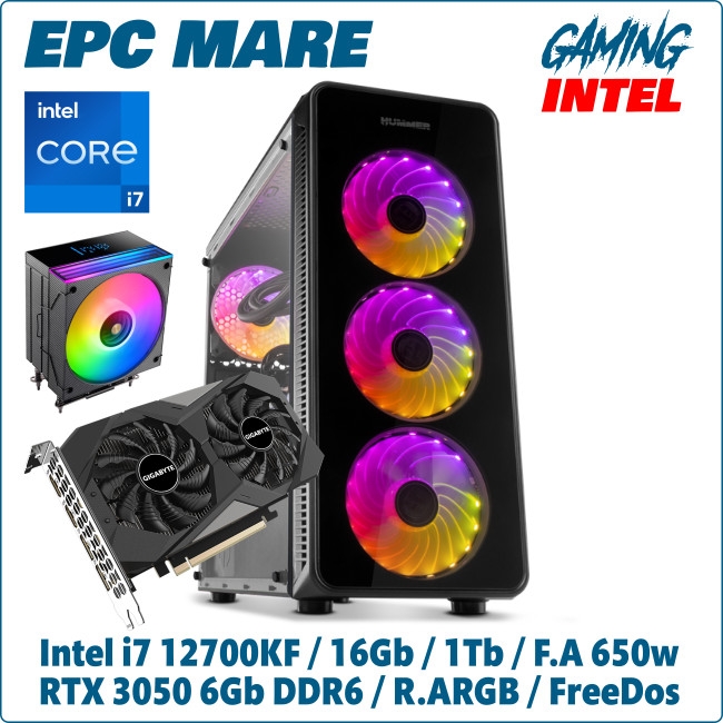 Ordenador ePc Mare Gaming Intel i7-12700KF 16GB 1TB NVMe RTX3050 6GB FreeDos