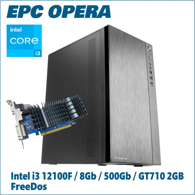 Ordenador ePc Opera Intel i3-12100F 8GB 500GB NVMe GT710 2GB FreeDos