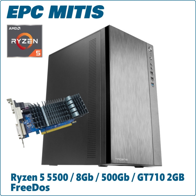 Ordenador ePc Mitis AMD Ryzen 5 5500 8GB 500GB NVMe GT710 2GB FreeDos