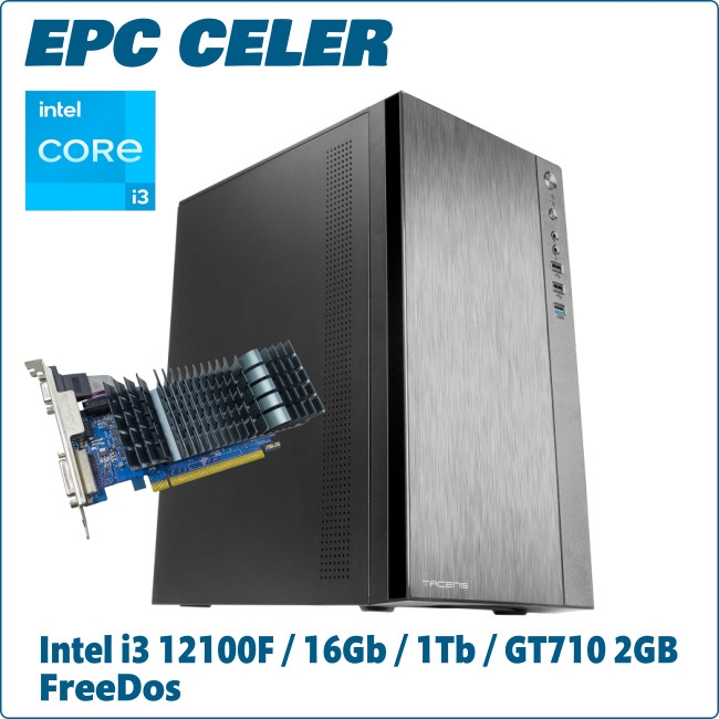 Ordenador ePc Celer Intel i3-12100F 16GB 1TB NVMe  GT710 2GB FreeDos