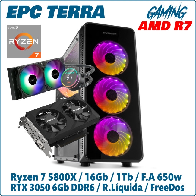 Ordenador ePc Terra Gaming AMD Ryzen 7 5800X 16GB 1TB NVMe RTX3050 6GB FreeDos